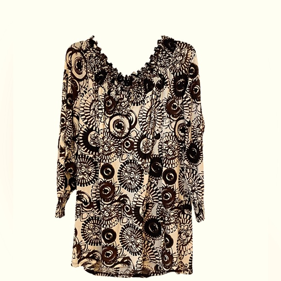 Layered ruched print tunic w/camisole - Picture 2 of 6